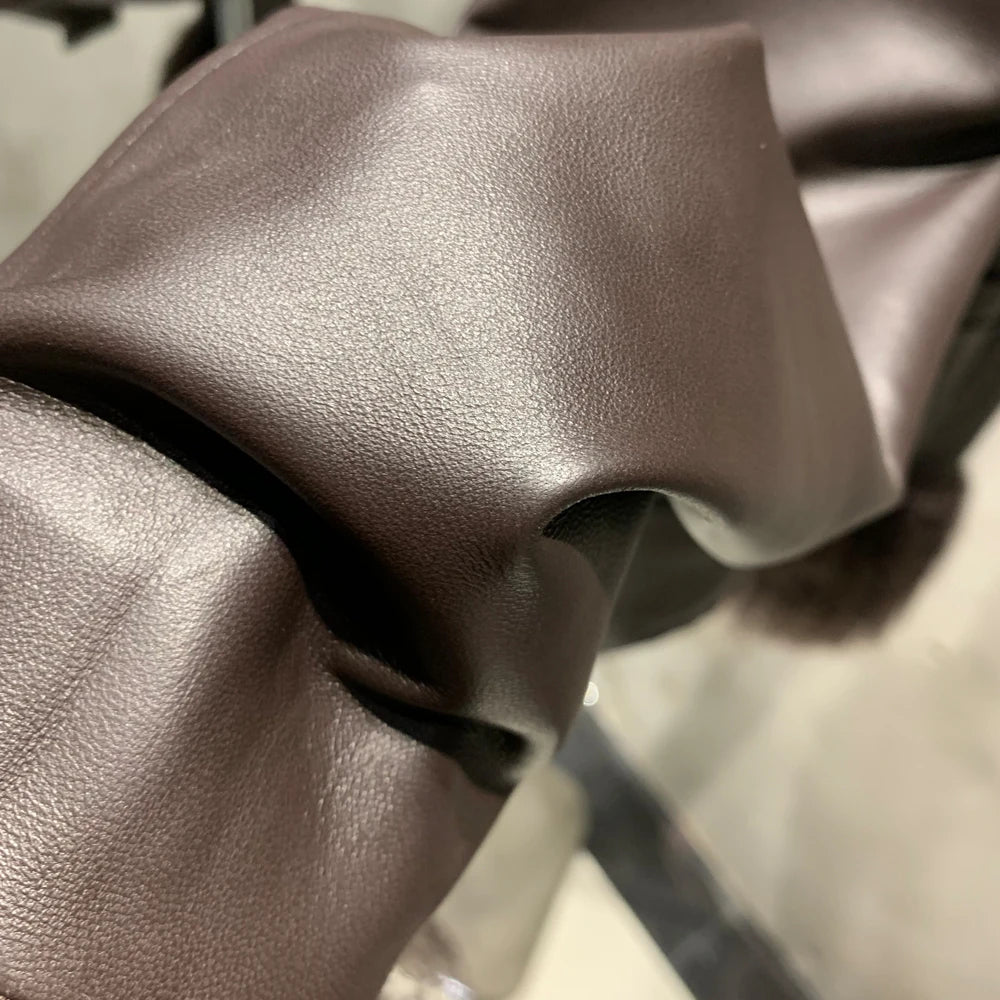 Fox Fur Collar Leather Jackets Women Autumn Luxury Natural Fox Fur Leather Jackets with Long Sleeve