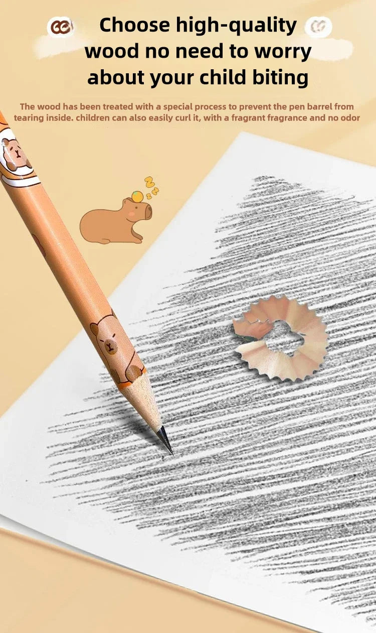 12-Piece Capybara Pencil & Eraser Set