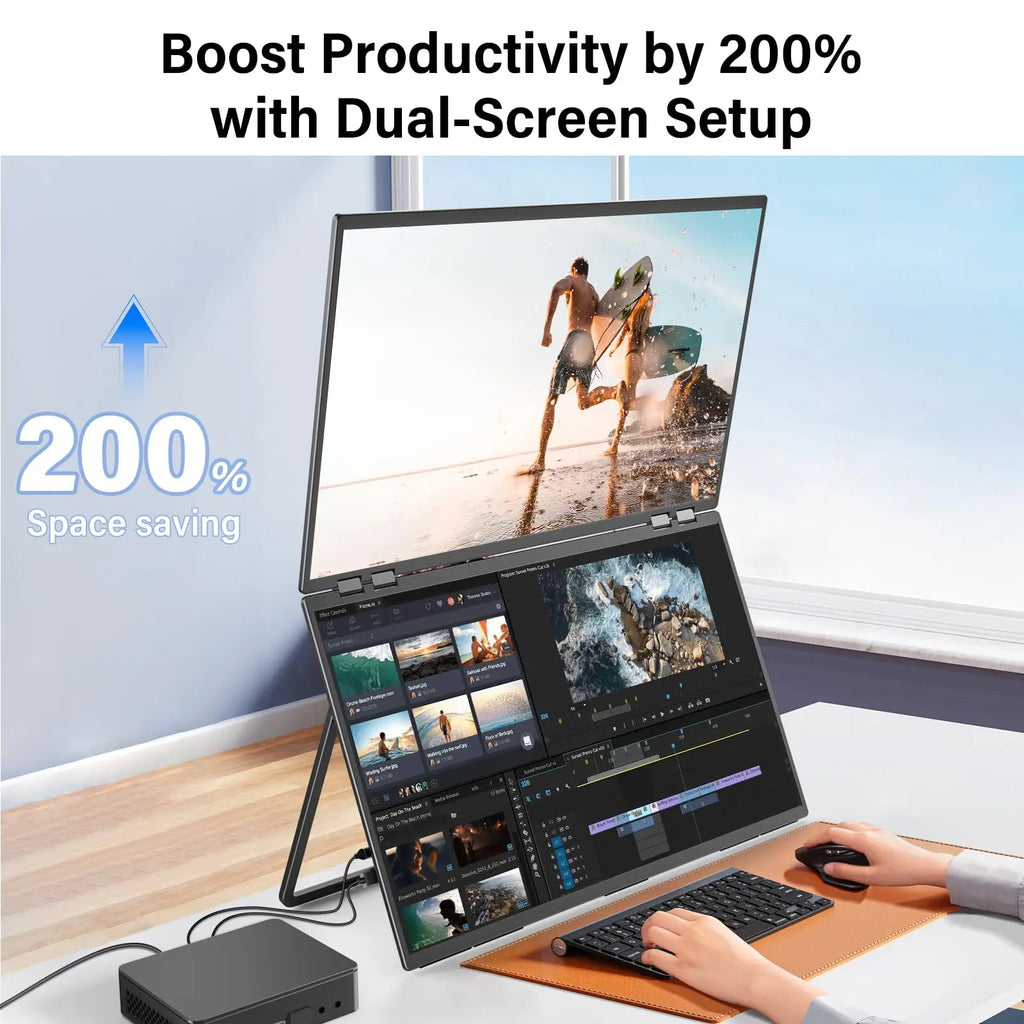 18.5-Inch Dual Portable Monitor – Full HD Folding Screens