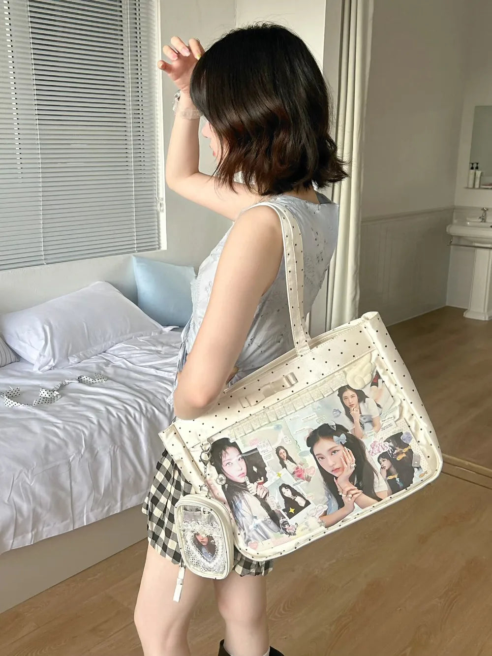 High Capacity Bow Tote Shoulder Bag – Satin PU Messenger Bag for Women