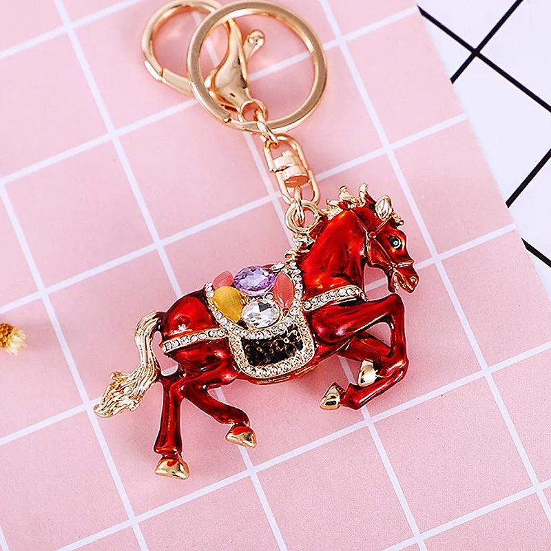 Cute Metal Horse Keychain – Zinc Alloy Bag Pendant Key Ring Gift for Women & Men