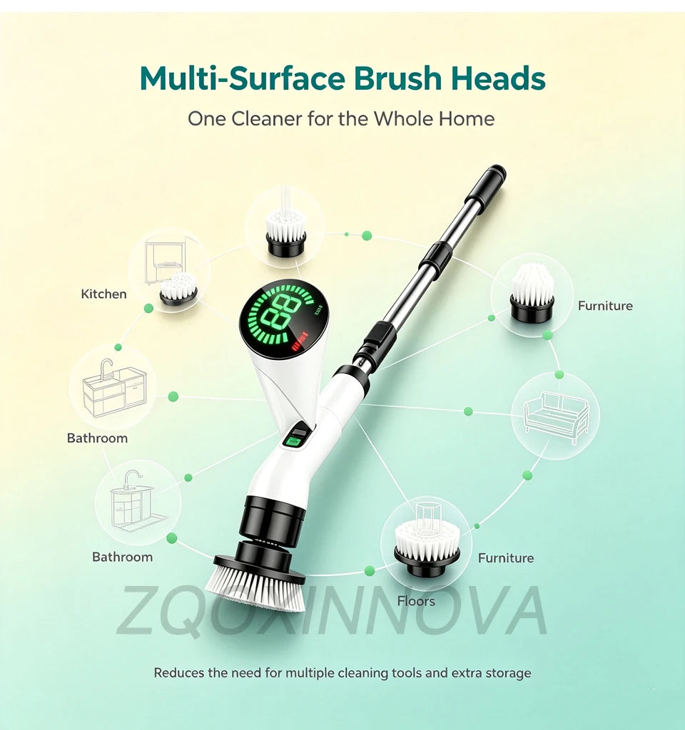Cordless Multipurpose Spin Scrubber – Electric Cleaning Brush for Kitchen, Bathroom, Toilet & Broom