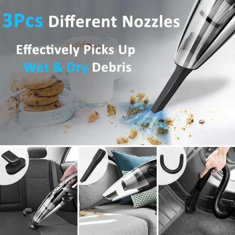Wireless Cyclone Handheld Car Vacuum Cleaner — Rechargeable, Quick Charge for Car, Home & Pet Hair