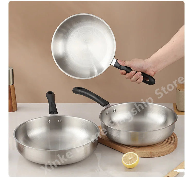 Stainless Steel Wok – Uncoated 24cm & 26cm Frying Pan