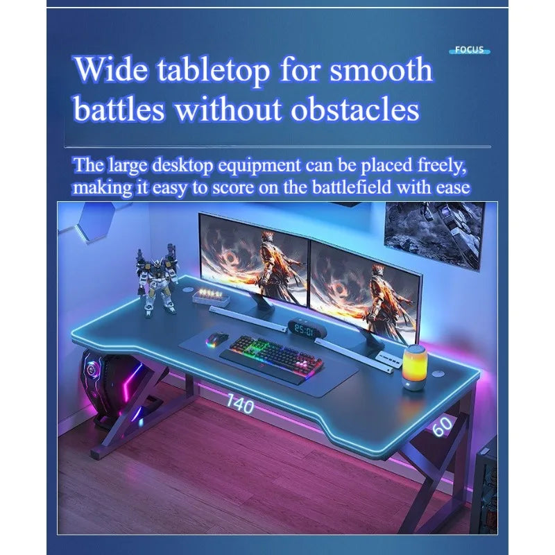 Student Writing & E-Sports Computer Desk — Metal Frame Home Office Workbench