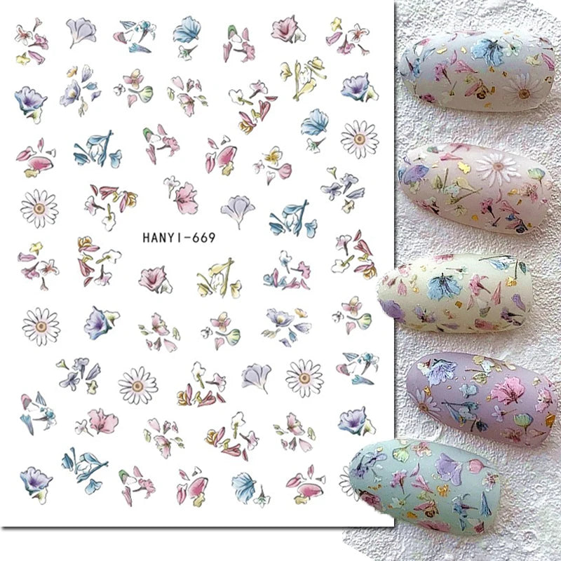 3D Summer Tropical Nail Art Sticker Decals — Palms, Butterflies & Flowers