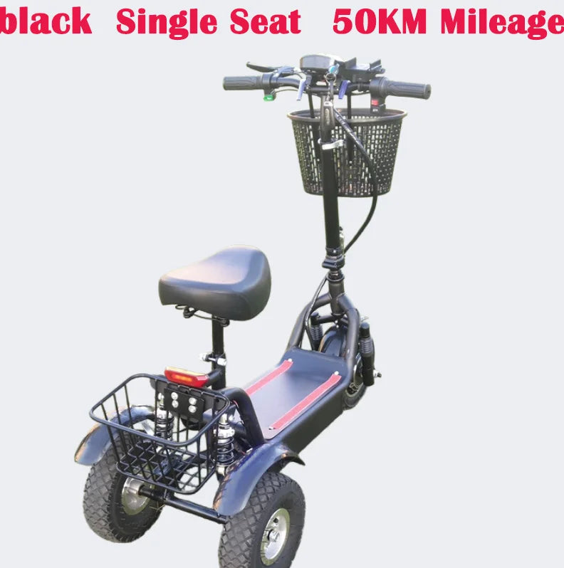 3-Wheel Electric Mobility Scooter – 350W, 48V, 30–55 km Range
