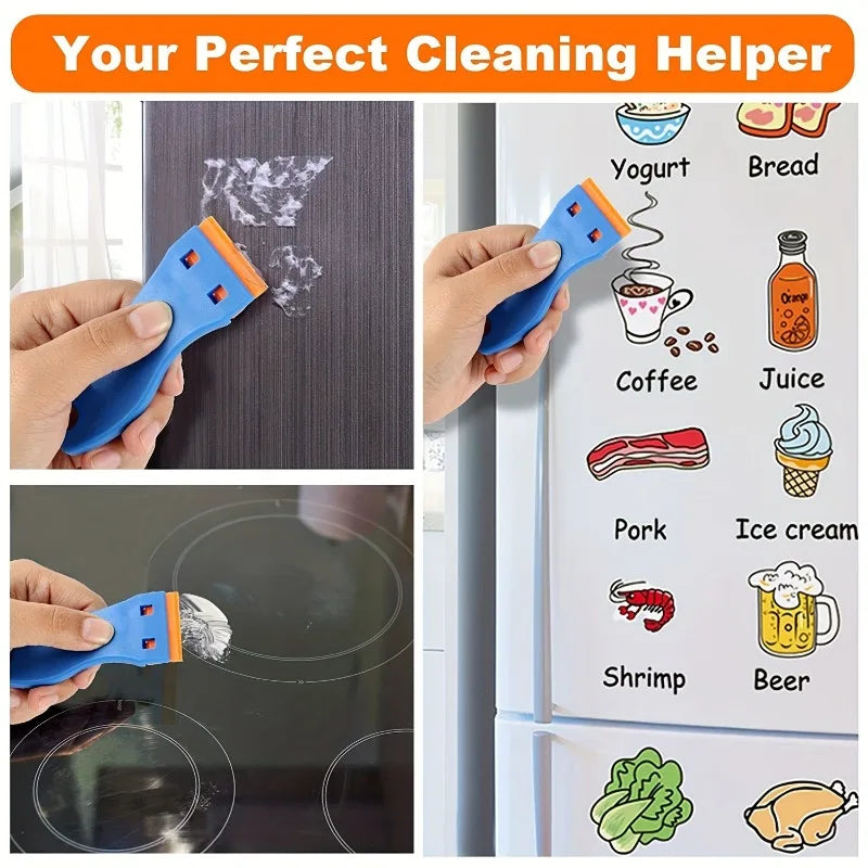 Scrape. Remove. Clean. — Multipurpose Plastic Scraper Set | Car Sticker Remover, Automotive Film Applying Tool & Glass Cleaning Scraper, 1 Scraper + 10 Blades