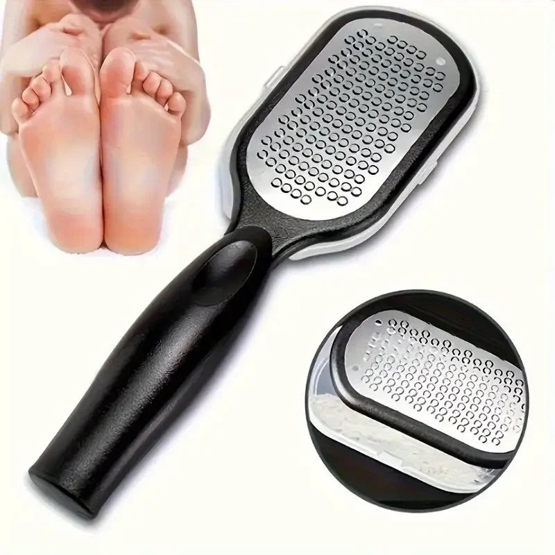 Salon-Smooth Feet at Home — Stainless Steel Foot File | Coarse & Fine Grit, Anti-Splash Ergonomic Design, Durable Home Pedicure Tool