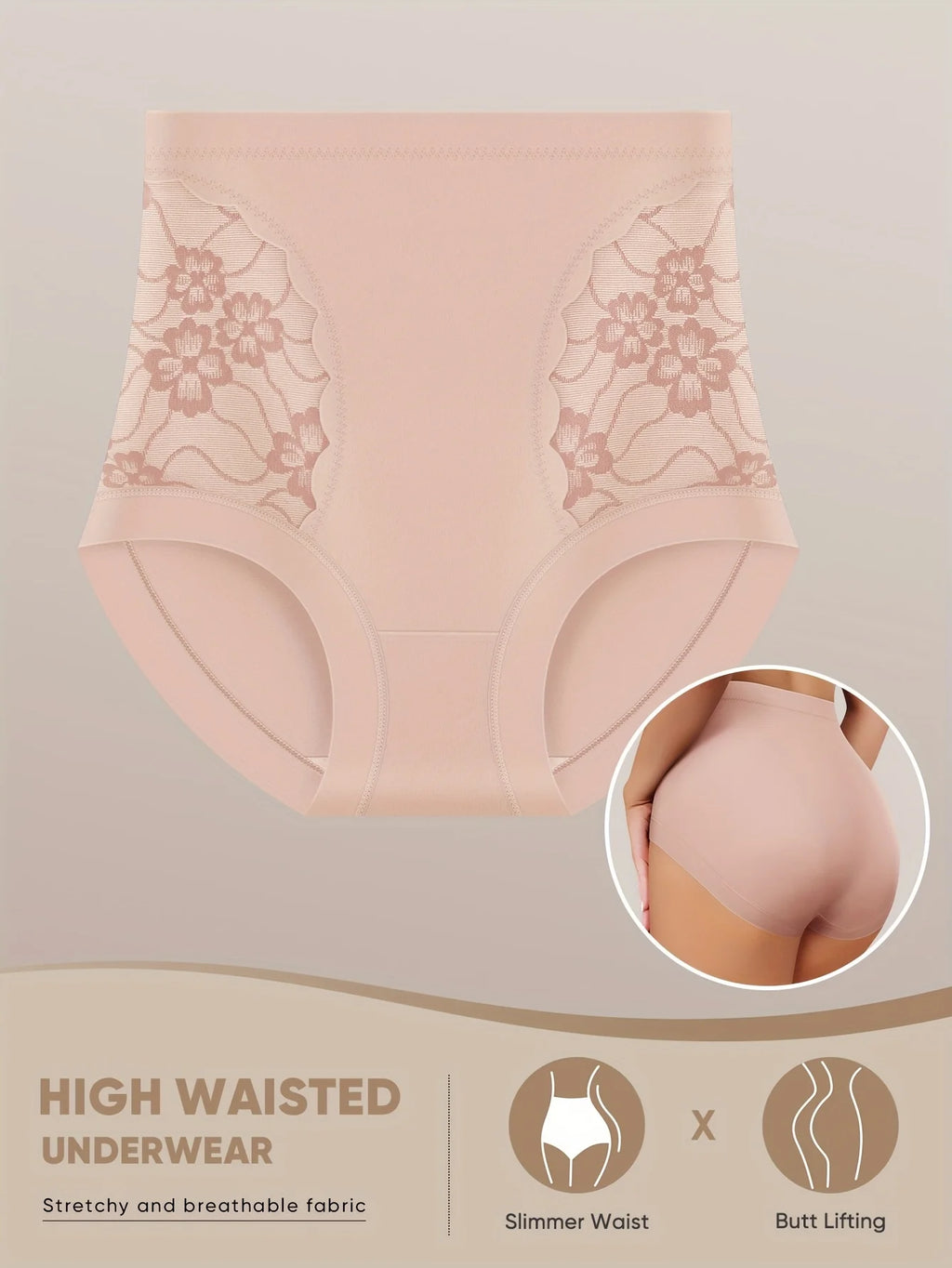 Women's High-Waist Floral Lace Briefs