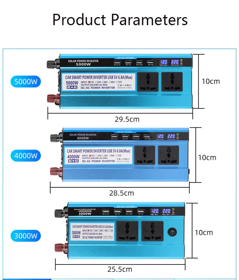 5000W Solar Panel Kit – Modified Sine Wave 12V to 220V System with 30A Charge Controller