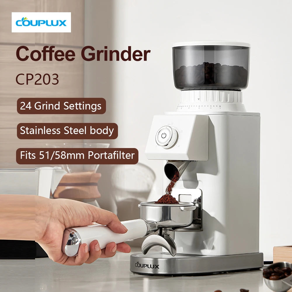 Couplux Electric Coffee Grinder – Precise Grinding with Detachable Funnel Stand 220V