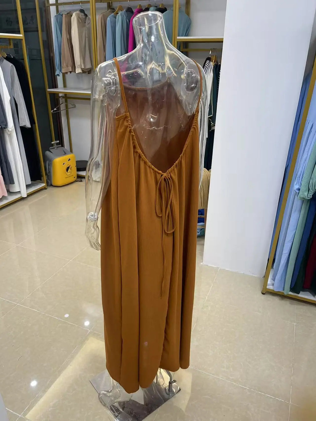 Women's Strapless Backless Loose Maxi Dress – Comfortable Sleepwear & Casual Home Dress