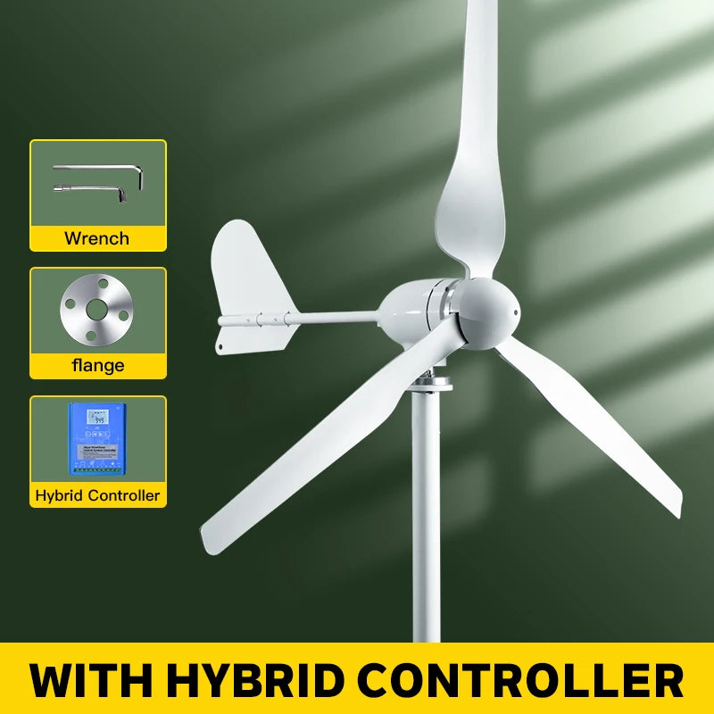 Horizontal Axis Wind Turbine Generator — 2KW / 5KW, 12V-96V, CE Certified Off-Grid for Home Use