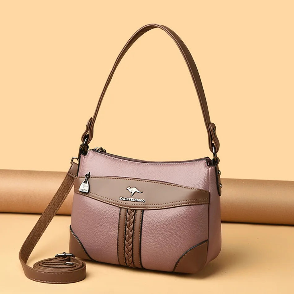 Luxury Genuine Leather Flap Shoulder Bag – Sequin Crossbody Handbag for Women