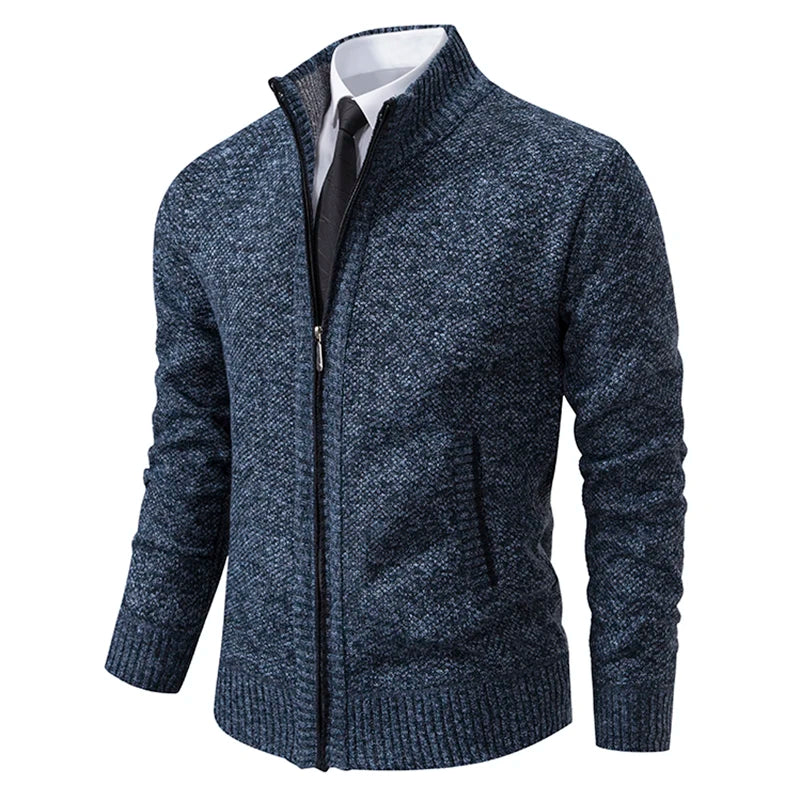 Men's Fleece Zip Cardigan Jacket — Warm Casual Layering Piece