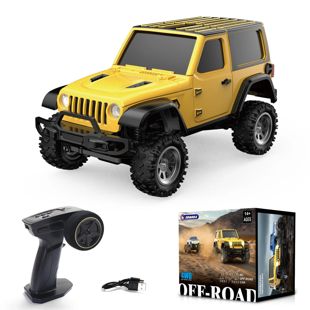 1:36 4WD Mini RC Off-Road Crawler Car with LED Lights – Remote Control Toy for Kids & Adults