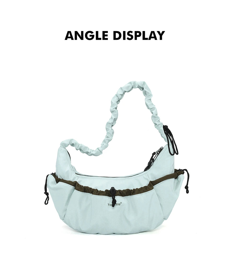 Tigernu Women Bags Fashion Half-Moon Shoulder Bag Female Underarm Bag Light Wrinkled Drawstring Handbag Women Totes Shoulder Bag