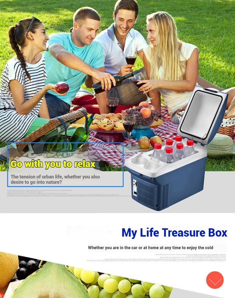 6L & 8L Small Car Refrigerator — 12V/24V Portable Fridge for Home & Camping, Cool & Frozen Drinks for Car & Truck