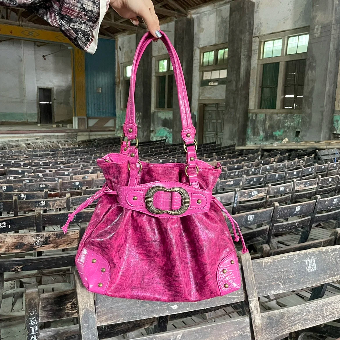 ABQP Vintage Distressed Large Capacity Underarm Tote Crossbody Bag – Designer Shoulder Handbag for Women