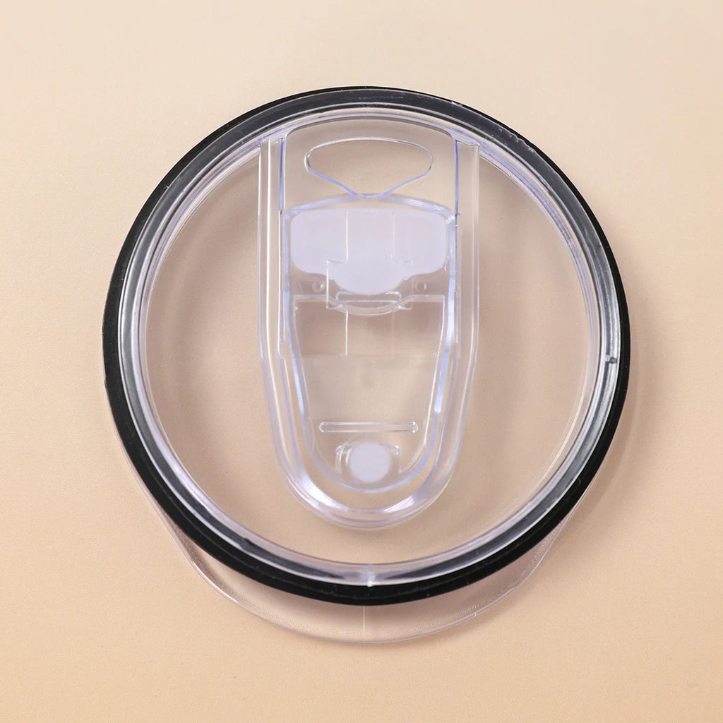 Push-Slide Replacement Lid for 12oz 16oz 20oz 30oz Slim Tumbler Cups – Leakproof Transparent Plastic Cup Lid