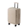 Expandable Front-Opening Suitcase – Cup Holder & Spinner Wheels