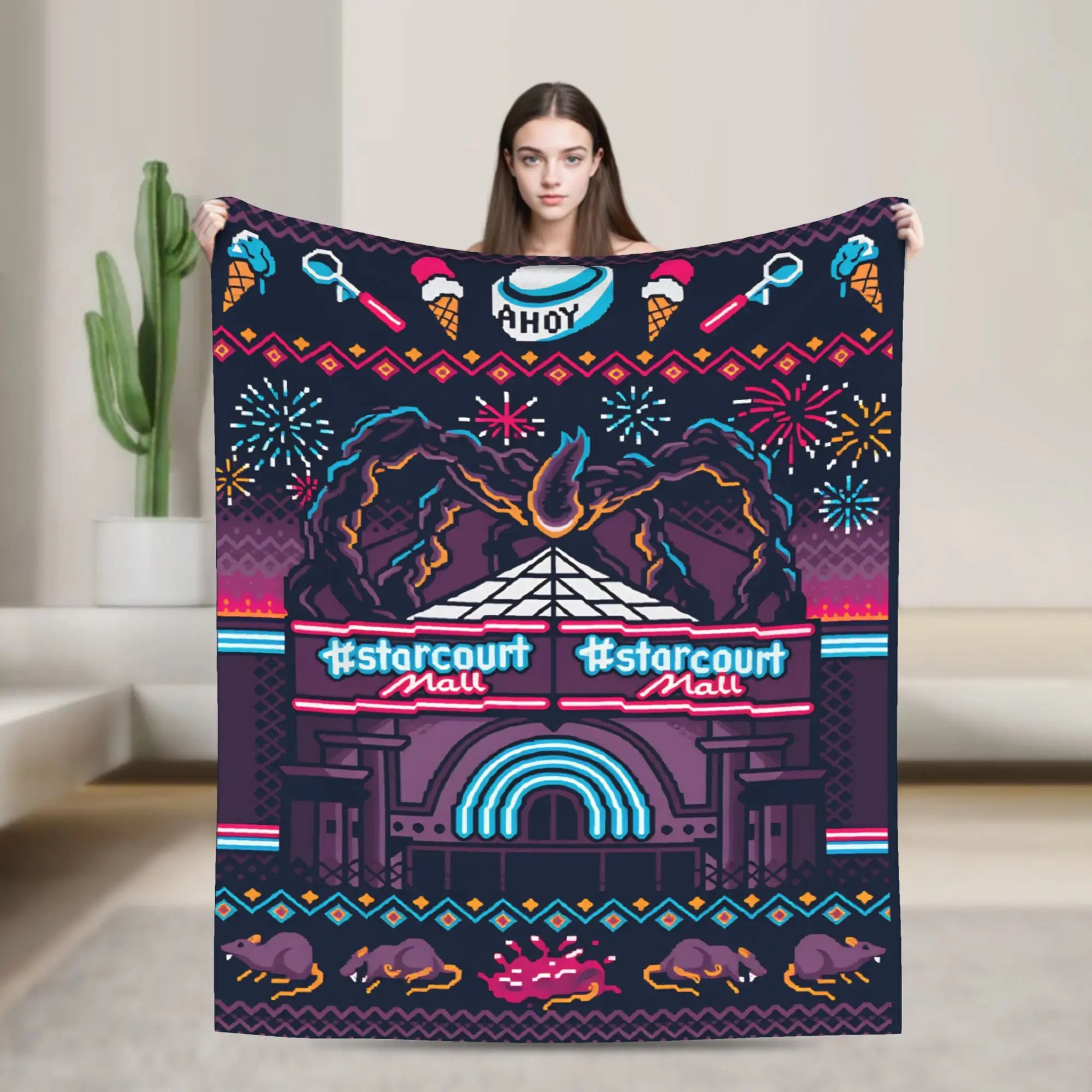 Stranger Things Alphabet Lights Flannel Throw Blanket – Soft, Anti-Pilling, 4 Sizes