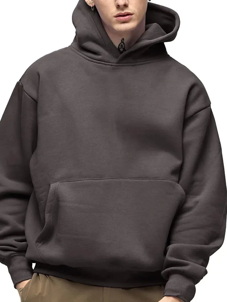Men's Heavy Cotton Hoodie Sweatshirt — Premium Heavyweight Pullover