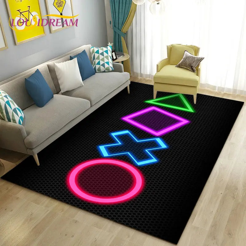 3D Game Controller Area Rug – Non-Slip Kids Carpet for Bedroom, Living Room & Playroom