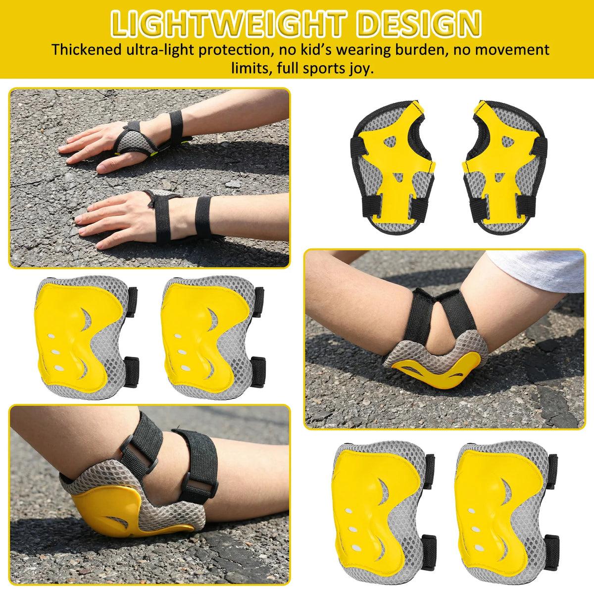6-Piece Kids Protective Gear Set – Knee Pads, Elbow Pads & Wrist Guards for Bike, Skateboard & Skating