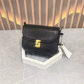 French Niche Top-Grain Genuine Leather Small Square Shoulder Bag – Luxury Crossbody Satchel for Women