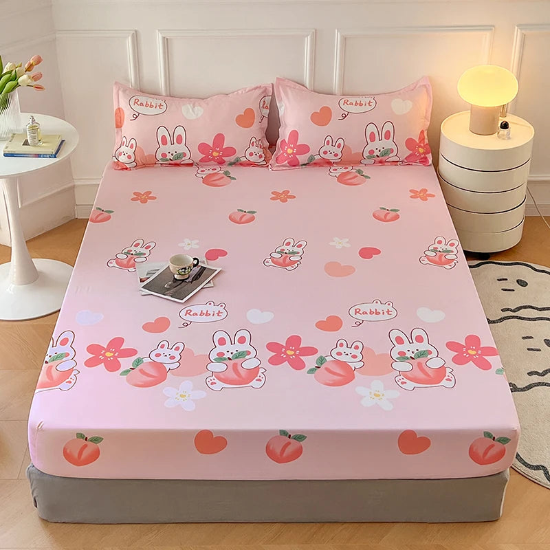Bonenjoy Carrot Pattern Fitted Sheet – Elastic Mattress Cover, Twin to King, Adults & Kids