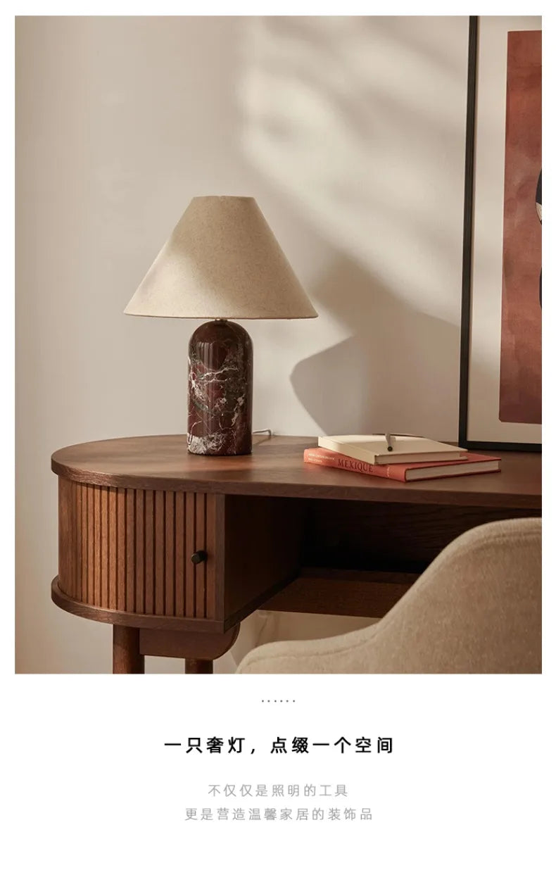 Marble Base Lamp – Tapered Fabric Shade