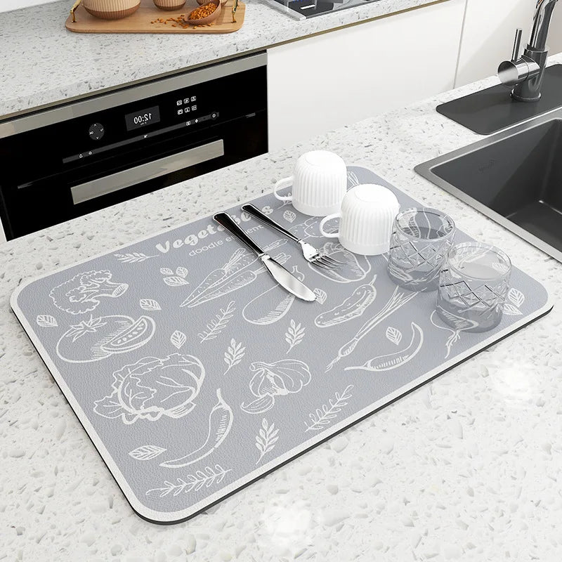 Dry Dishes. Protect Counters. Stay Stylish. — Super Absorbent Kitchen Dish Drying Mat | Anti-Slip, Quick Dry, Drain Pad, 4 Sizes, Multiple Colors