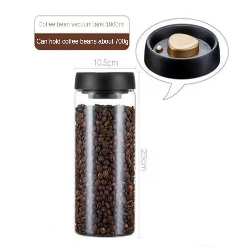 Glass Vacuum Sealed Storage Jar – Airtight Coffee Bean & Tea Canister, Moisture-Proof, 500ml–1800ml