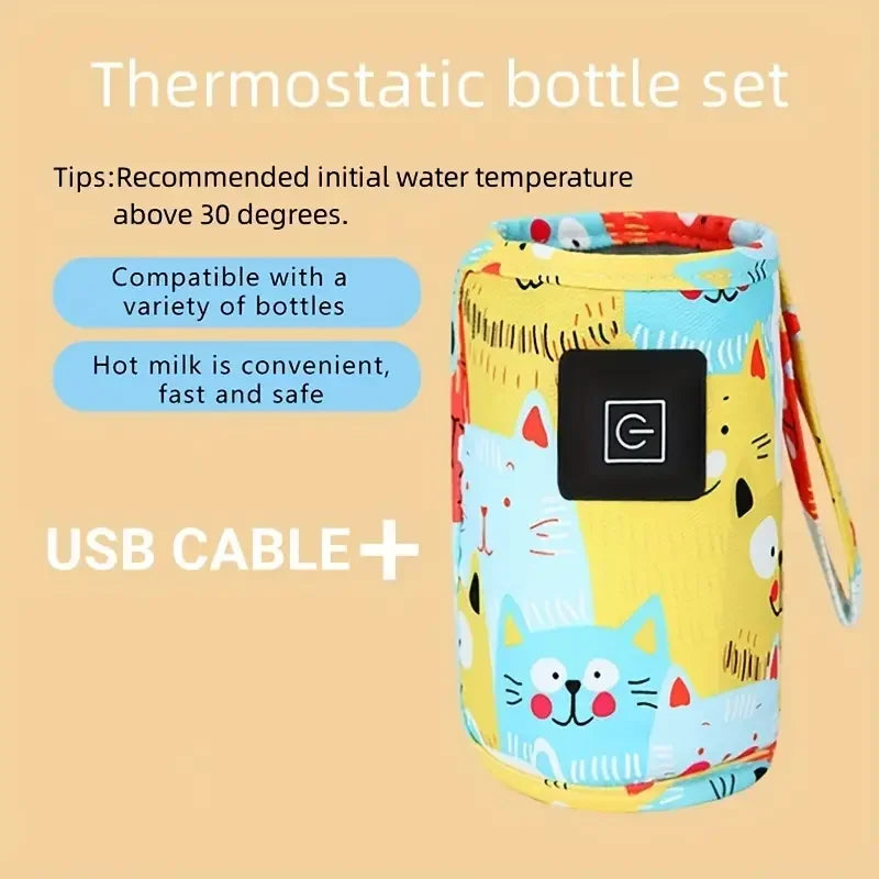 USB Portable Baby Bottle Warmer with Insulated Bag – Travel Nursing Bottle Heater for Stroller, 0–36 Months