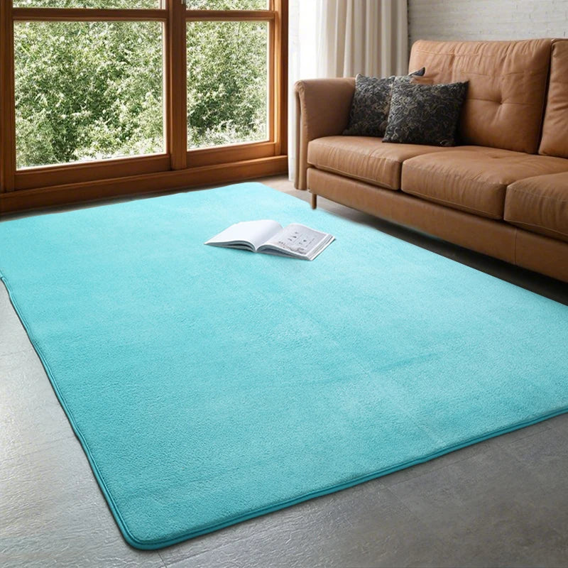 VIKAMA Solid Color Coral Velvet Rug – Soft Non-Slip Kids Play Mat & Bedroom Carpet