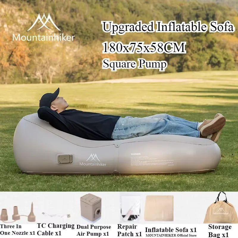 Inflatable Outdoor Air Sofa Bed – Automatic Self-Inflating Camping Sleeping Mat, 180x75x58CM