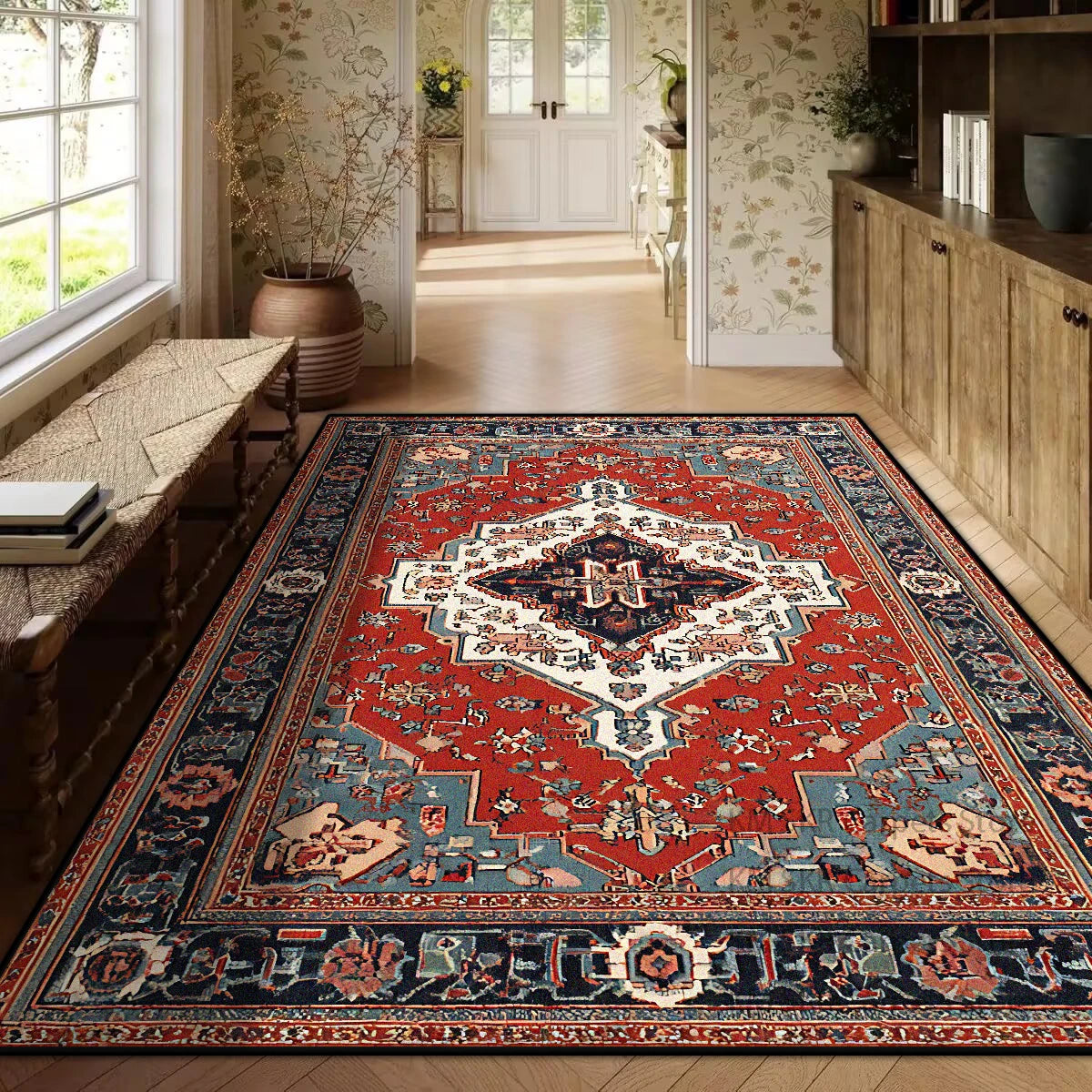 Persian Red Luxury Carpet – Non-Slip Large Area Rug for Living Room & Bedroom