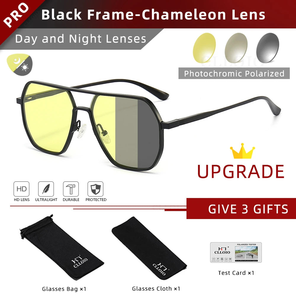 CLLOIO Anti-Glare Day & Night Vision Sunglasses | Polarized Photochromic UV400 Driving Glasses