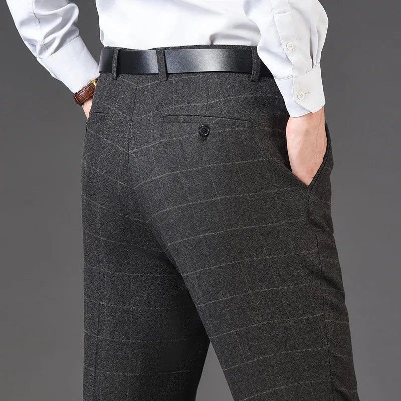 Men's Plaid Dress Pants — Flat Front Straight Leg Formal Suit Trousers