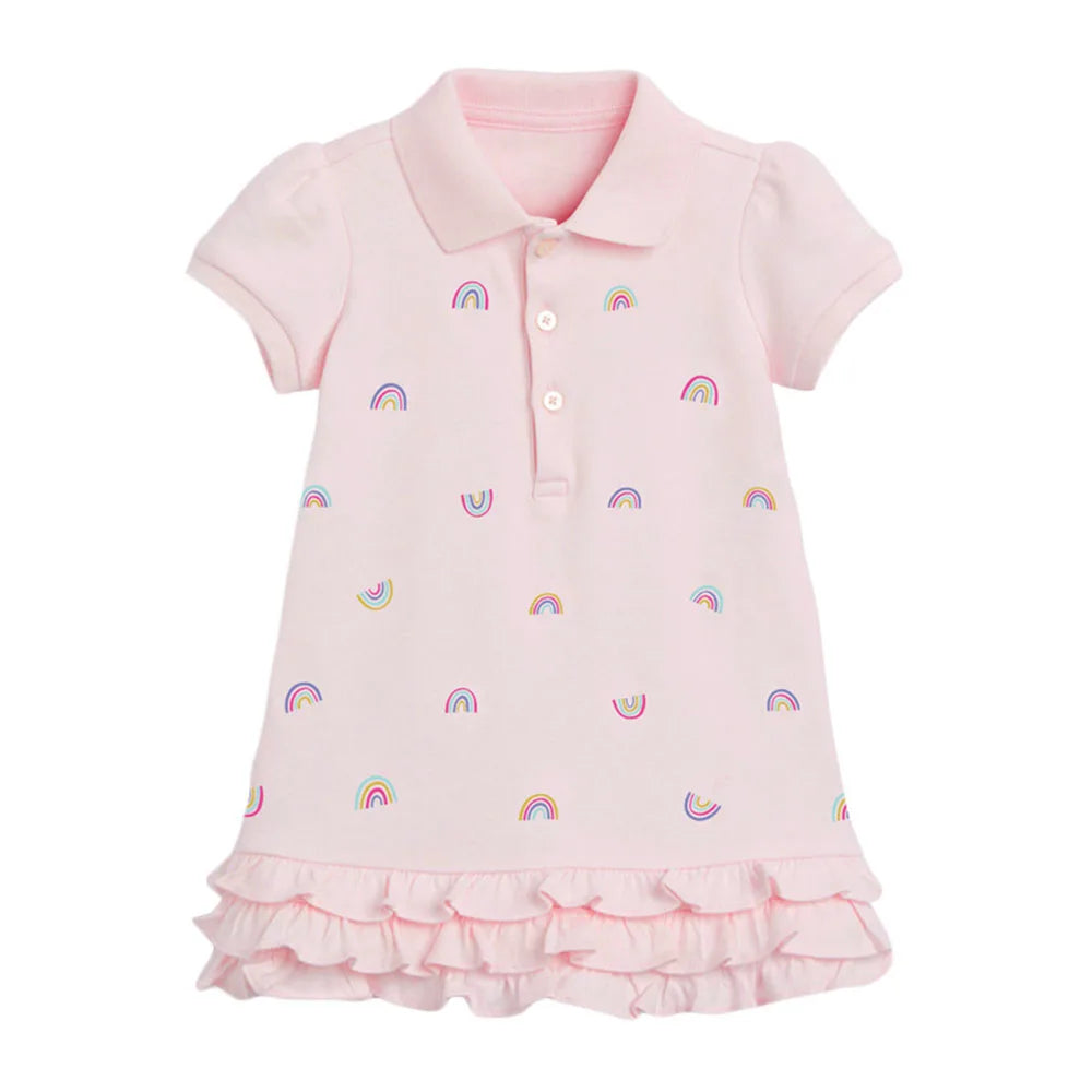 Rainbow Ruffle Girls Princess Dress — Summer Costume Casual Dress for Kids