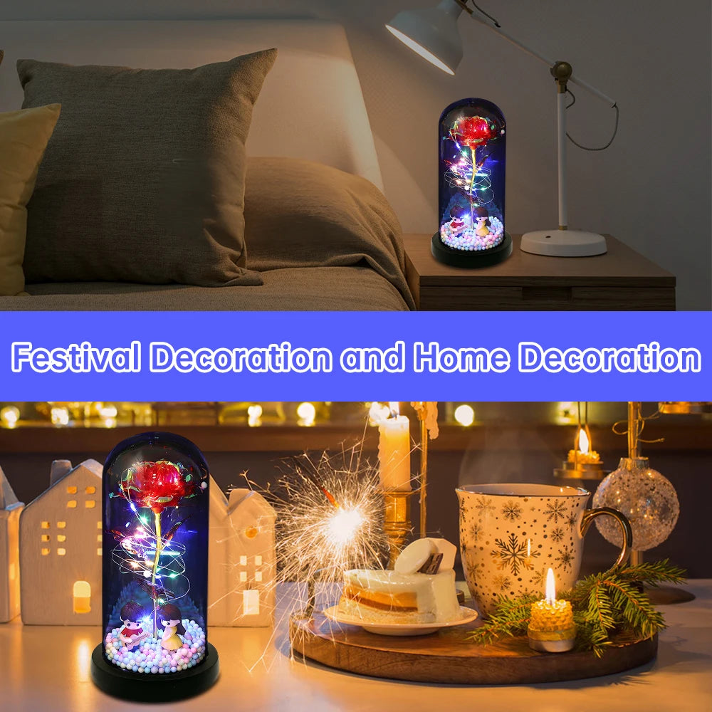 Light-Up Eternal Rose in Acrylic Dome — Gift