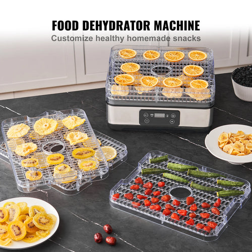 5-Tray Food Dehydrator 300W — Stainless Steel with Digital Timer & Adjustable Temperature