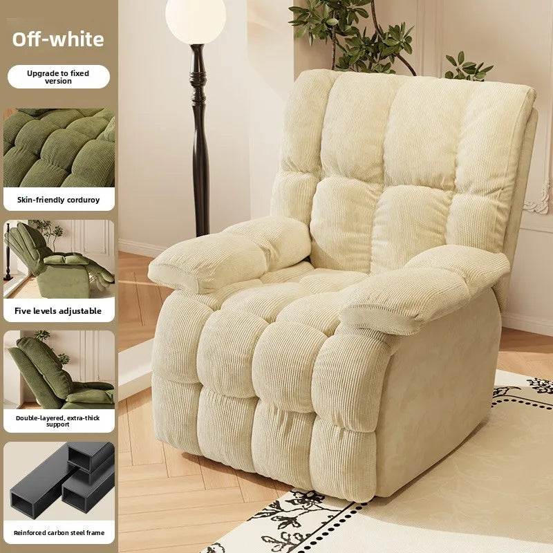 Five-Position Fabric Lounge Chair with Padded Arms