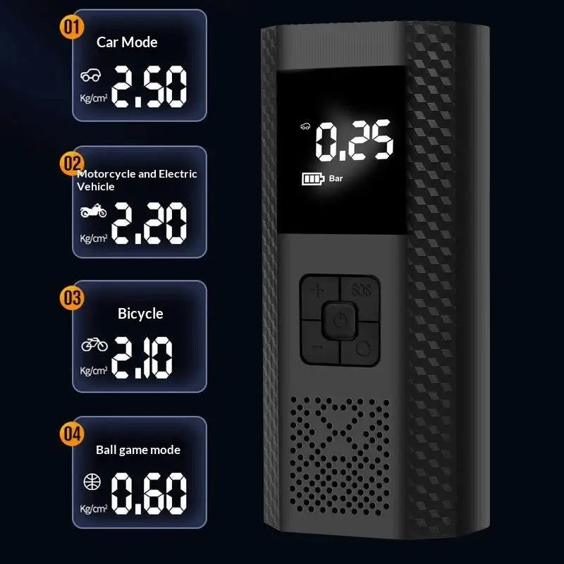 Rechargeable Cordless Tire Inflator with Digital Gauge