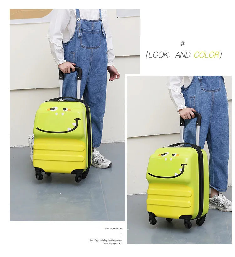 18-Inch ABS Kids’ Spinner Suitcase – Cute Animal 3D Design
