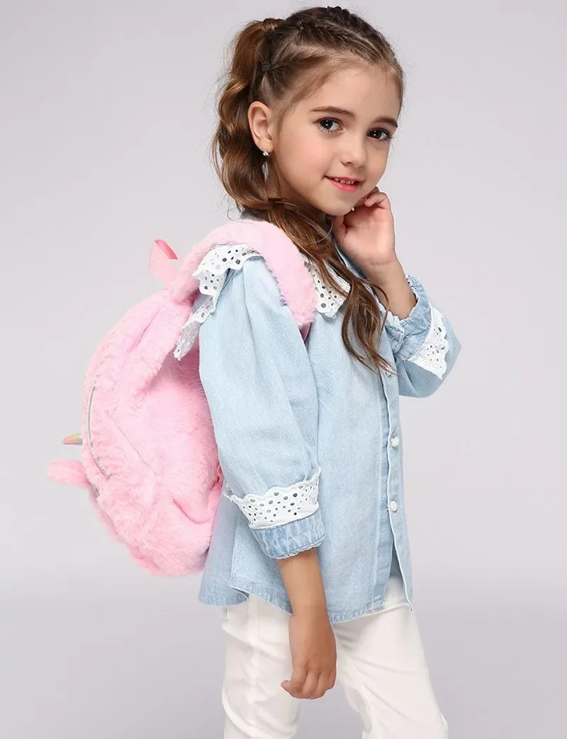 Unicorn Backpack – Girls Plush School Bag