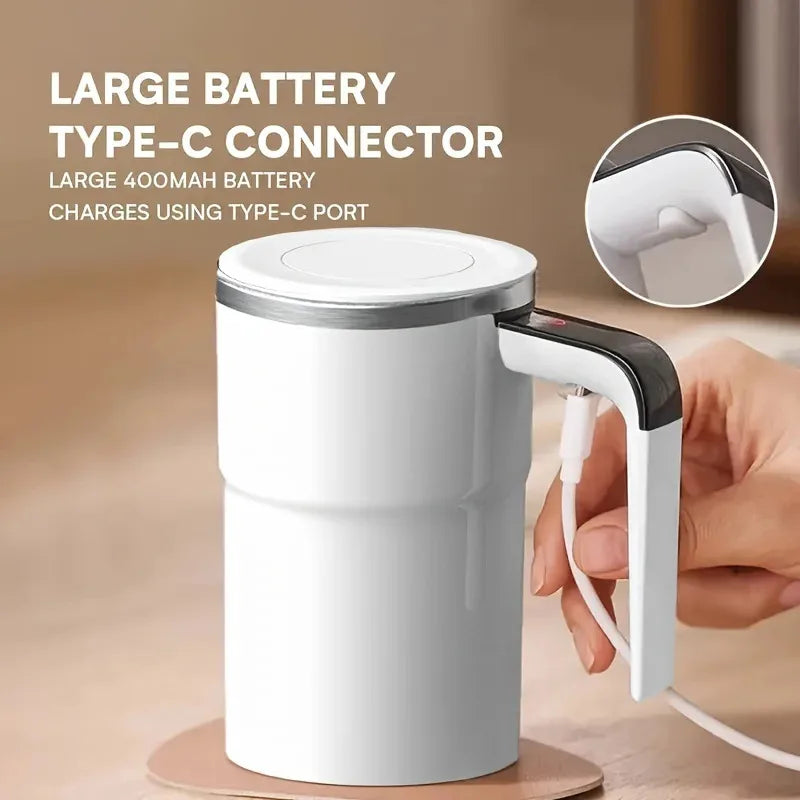 380ml Self-Stirring Electric Coffee Mug – IPX67 Waterproof, LCD Temp Display & USB-C Rechargeable Auto Mixing Cup