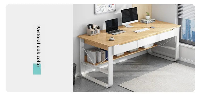 Multifunctional Computer Desk with Drawers — Metal Frame Student Study Desk, Multiple Sizes & Finishes